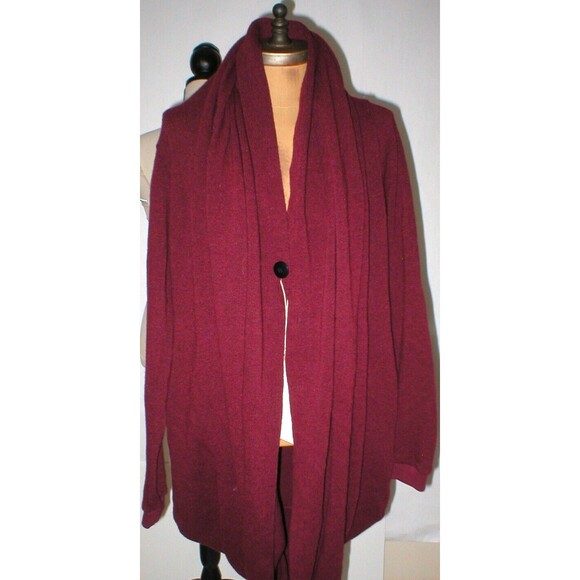 NWT Cardigan Jacket M Wrap New Womens Prim I Am Bordeaux Dark Red Wool Button Op - Picture 1 of 12